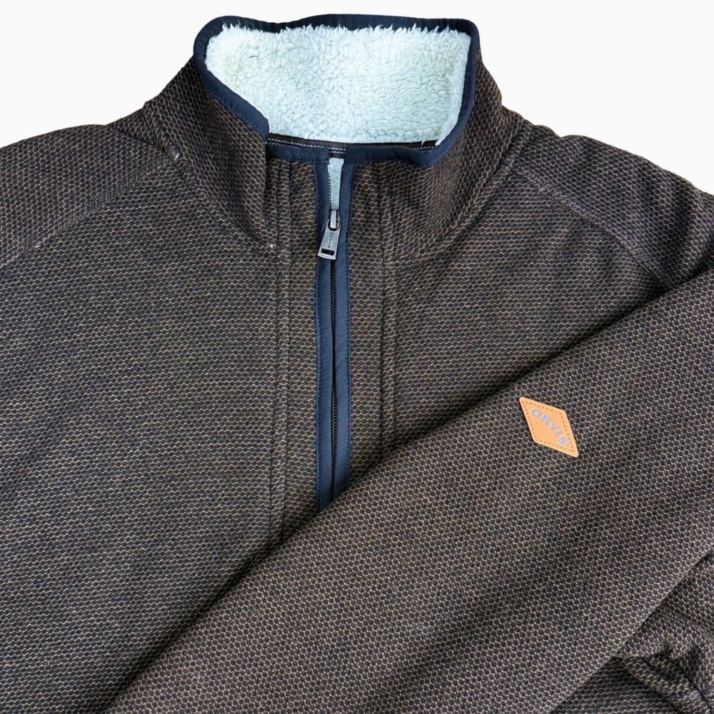 Orvis Quarter Zip Pullover Men Large Brown Sherpa Lined Outdoors Cozy Soft
EUC